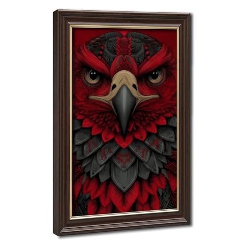 Poster aigle géométrique pour remplacer un cadre vide, déco murale salon gothique rouge et gris