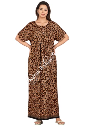 Image of Kuruti B Sheets Nighty for Women Cotton Combo (Pack of 2 Pcs) Nighty Gown Round Neck Short Sleeves Free Size