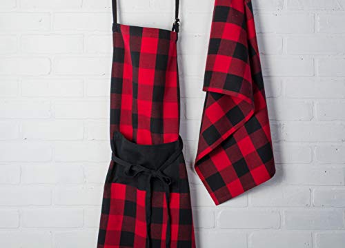 Dii Buffalo Check Kitchen Collection, Classic Farmhouse Dishtowel Set, 20X30, Red & Black, 3 Piece #TOP4