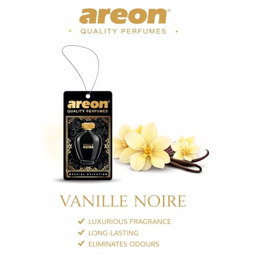 Image of AREON Luxury Vanille Noire SS06 Car Hanging Air Freshener - Premium Car Air Freshener, Long Lasting Hanging Fragrance, Elegant Vehicle Interior Scent for Odor Elimination - (Pack of 3)