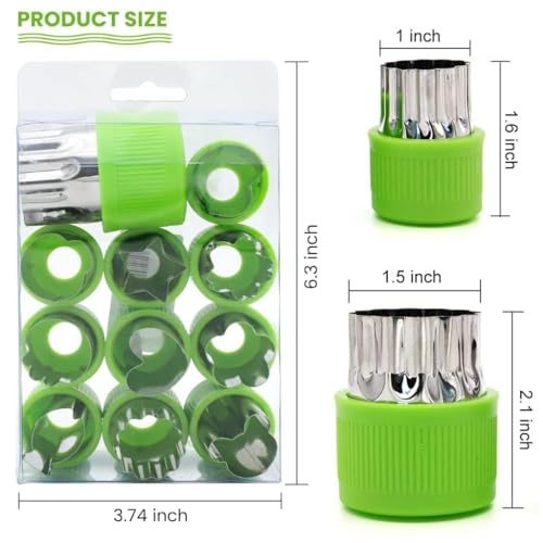 Image of 12 Pcs Fruit Vegetable Cutter Shapes Set - Stainless Steel Cookie Cutters for Kids, Decorative Sandwich & Food Molds, Bento Lunch Box, Pastry Baking Tools for Fruits & Veggies (12 Pcs)
