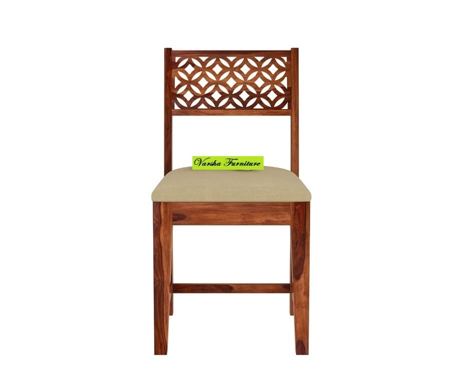 Image of Varsha Furniture Solid Sheesham Wood Dining Chair for Dining Room Set of 2 | Wooden Study Chairs | Multipurpose Chair Made with Indian Sheesham Wood | Pre-Assembled - Honey Finish