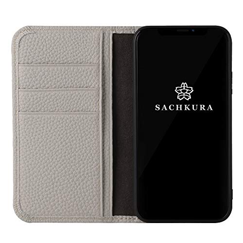 【Amazon限定ブランド】 SACHKURA iPhone11 Pro 対応 手帳型 ケース レザー 本革 シュリンクカーフレザー 牛革 マグネット無し 耐衝撃 手帳 メンズ レディース アイボリー SK-11Pro-Ivory