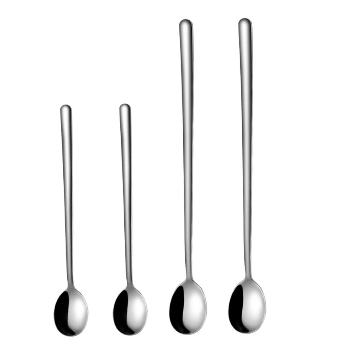 CIYODO 4-pc Stainless Steel Ice Scoop Set Slotted Spoons for Silverware Heat Resistant Easy Clean Polished Handle Home Restaurant Camping