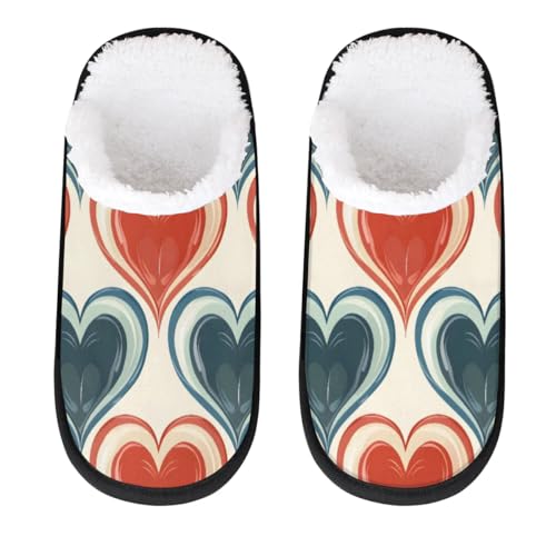 Hsnar Geometric Heart Shape Slippers for Women Soft Non-Slip Indoor Slippers Home Slippers for Bedroom Hotel Travel Spa, L