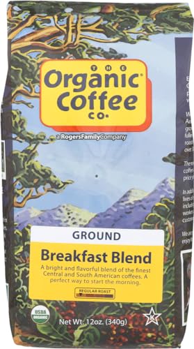 The Organic Coffee Co. Ground, Breakfast Blend, 12 Ounce (Pack of 2)