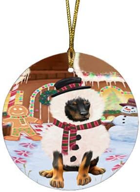 Have a Holly Jolly Doberman Pinscher Dog Round Flat Ornament - Pet Decorative Hanging Ornaments for Christmas X-mas Tree Decorations - 2.75" Round Ceramic Christmas Ornament POR1350