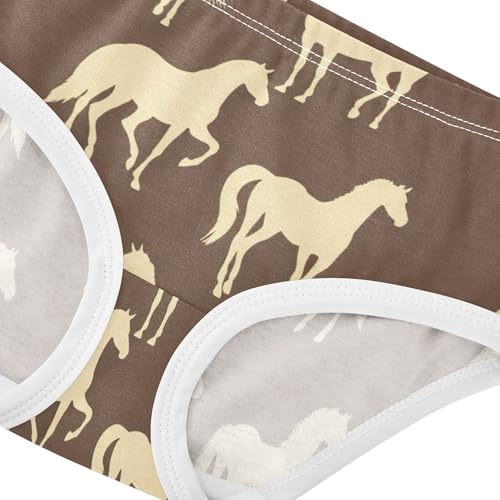 Silhouettes Horses Brown Panties Little Girl Toddler Underwear Floral Cotton Cartoon Briefs Undies Kids 2t4