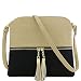 Lightweight Medium Crossbody Bag with Tassel (Sand/Black)