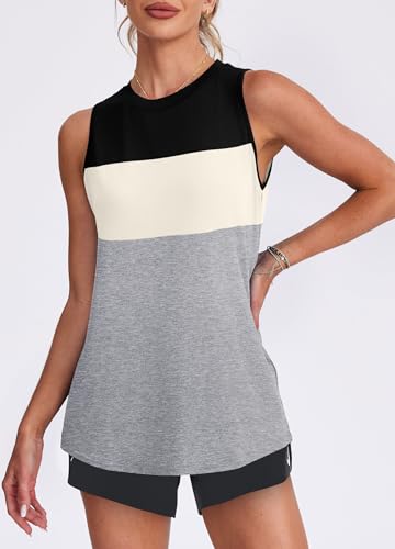 Image of Womens Workout Tank Tops Lightweight Sleeveless Shirts for Women Loose Fit Tops for Athletic Running Tennis Yoga