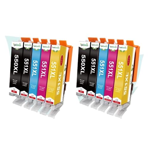 Wkład atramentowy PGI550 XL CLI 551 kompatybilny z drukarką iP7250 iX6850 MG5550 MG5650 MG6450 MG6650 MX725 MX925(10Pcs)