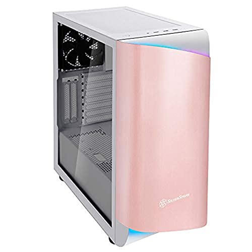 Image of Silver Stone SETA A1 ATX Micro-ATX Mini-ITX Mid Tower Computer Case with Addressable RGB Lighting Tempered Glass Side Panel and Two 200mm Fans(SST-SEA1GW-G), Rose Pink /White