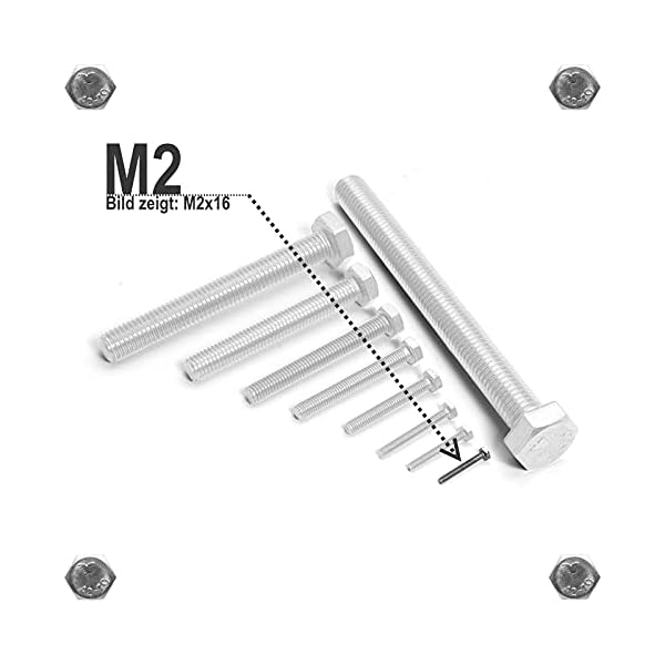 10 Stück M2 x 3 mm Sechskantschrauben Niro Edelstahl A2 VA V2A DIN 933 Maschinenschrauben Gewindeschrauben – Bild 3