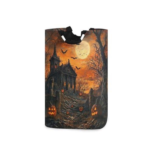 Jihqo Laundry Hamper Basket Halloween Night Collapsible Nursery Storage Bin Waterproof Clothing Baskets for Home Bedroom Bathroom Washing Room