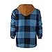 Ymosrh Mens Fashion Jackets Bomber, Zip Up Jacket Orange with Fur Hoodie Men's Quilted Lined Button Down Plaid Shirt Add Velvet to Keep Warm Jacket Hood Light Jacket Inside Pocket Men (3XL, 3-Blue)
