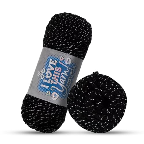 Image of Hobby Lobby Metallic I Love This Yarn, 734 Black | 4 Medium Weight, Acrylic & Metallic Polyester, 252 Yards Per Skein