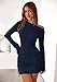 PRETTYGARDEN Long Sleeve Dress for Women Early Fall Fashion 2025 Cocktail Party Bodycon Off The Shoulder Mini Ruched Dresses(Navy Blue,Large)