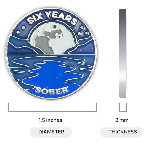 Image of 6 Years Sober Token | Six Years Sobriety Chip | Non-AA Gift, Non-Religious Medallion for Men and Women Celebrating Sobriety