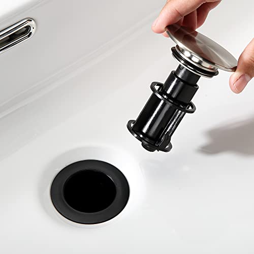 Pop Up Bathroom Sink Drain - Bathroom Sink Stopper With Overflow For Faucet Vessel, Push Type Bathroom Sink Vanity Assembly With Strainer, Brushed Nickel #TOP7