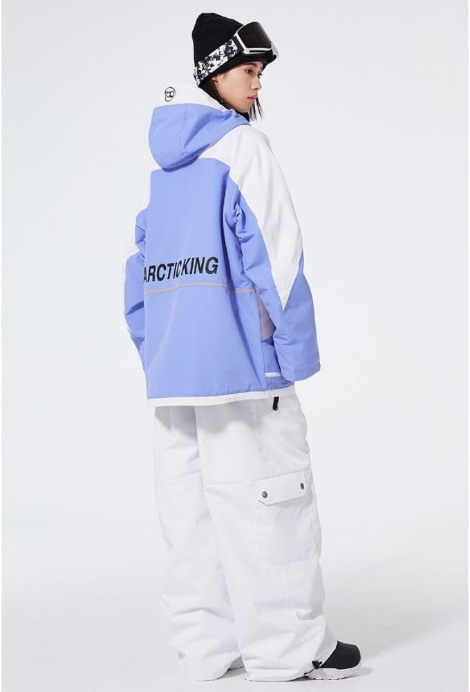 Colorblock Baggy Snowboarding Jackets for Men Women Insulated Large Pocekets Ski Jacket Outdoor Snowboard Jackets