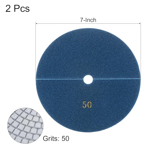 Image of uxcell Diamond Polishing Pad 7-Inch 50 Grits Wet /Dry Grinding for Stone Concrete Marble Countertop Floor 2pcs