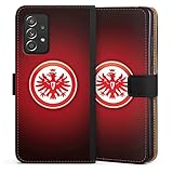 DeinDesign Klapphülle kompatibel mit Samsung Galaxy A52 5G Handyhülle aus Kunst Leder schwarz Flip Case Eintracht Frankfurt Offizielles Lizenzprodukt Wappen