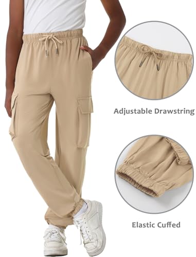 EXARUS 3 Pack Boys Cargo Joggers Lightweight Drawstring Quick Dry Athletic Hiking 6-14Y3