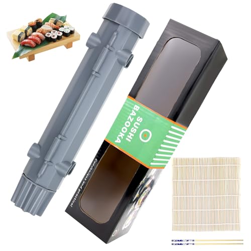Tyafzzn Conjunto de sushi para fazer sushi, rolo de sushi desmontável com tapete de sushi e pauzinhos, conjunto de sushi bazooka, conjunto de sushi para fazer você mesmo, máquina de sushi para festas,