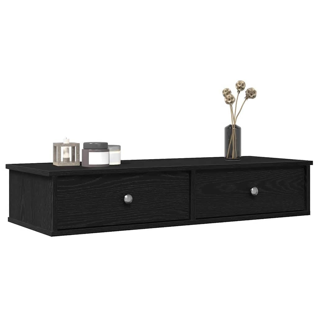 Generisch Wandregal mit Schubladen Schwarz 100x37,5x19 cm Holzwerkstoff,Möbel,Regalsysteme,Wandregale-859960