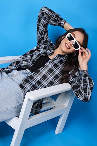 Image of POPWINGS Casual Checks Print Shirt for Women | Cotton Full-Sleeves Women Shirt | Summer Shirt for Women | Stylish Shirt for Women