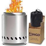 HGD Small Tabletop Fire Pit 9.8 x 8.7 in, Portable Mini Smokeless Table Top Firepit, Low Smoke Camping Stove for Outdoor & Patio, Fueled by Pellets or Wood, with Travel Bag, Stainless Steel, Silver