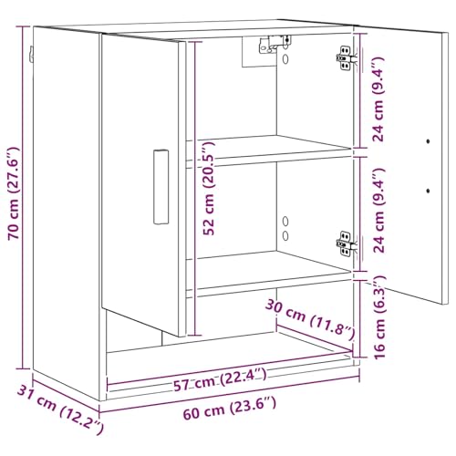 Armario de pared de madera con estante y espacio de almacenamiento de 2 puertas 3