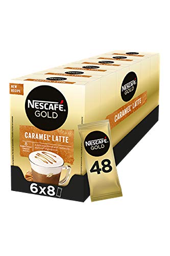 Nescafé Gold Caramel Latte oploskoffie - 6 doosjes à 8 zakjes