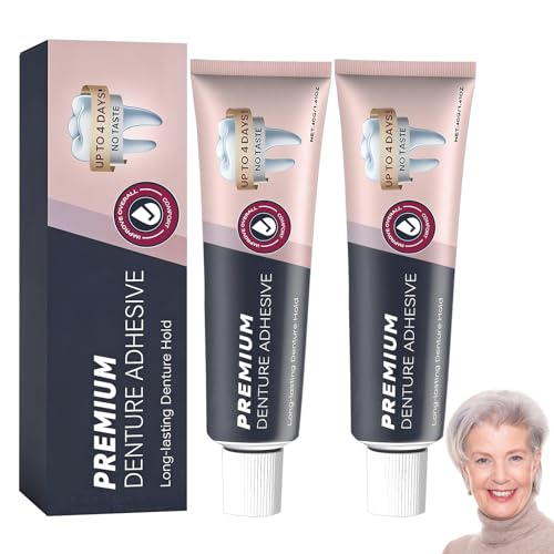 2 Pcs Colla Dentiera Extra Forte Pasta Adesiva Per Dentiere Pasta Per Dentiera Delicato E Confortevole Garantisce Tenuta Tutto Il Giorno Compatto E Portatile Tenuta Lunga Durata Non Irritante 40 G