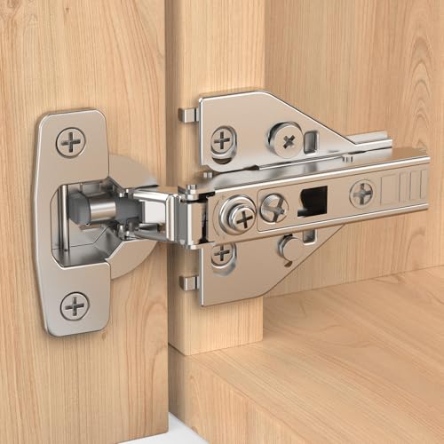 Chibery 10 Pack Full Overlay Cabinet Hinges Face Frame & Frameless 4D Adjustment Soft Close 105 Close Speed Control Concealed Clip-On Plate Smooth Slow Self Closing for Kitchen Corner Cupboard