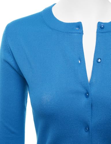 Image of LALABEE Women's Crew Neck Gem Button Long Sleeve Soft Knit Cardigan Sweater