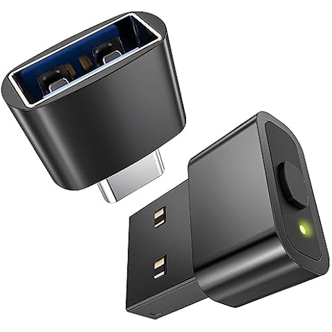 Geyes Mouse Jiggler, Undetectable Mouse Mover Device Has Two Swing Modes Jiggle and Multi-Track,Keeps for Computer/Laptop Awake, Driver-Free, Plug-Play with USB-C Adapter Pure Black Cover