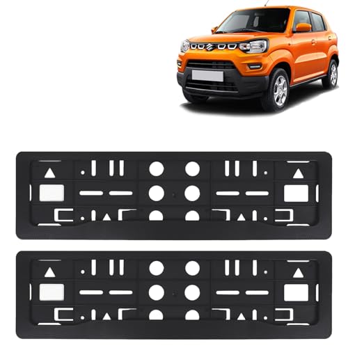 Image of KINGSWAY S Presso Car Number Plate Frames for All 2019 Onwards Models of Maruti Suzuki Car Registration Plate Holders, Black Licence Plate Covers (Front and Rear), Universal Size 51.5 x 14.5 cm