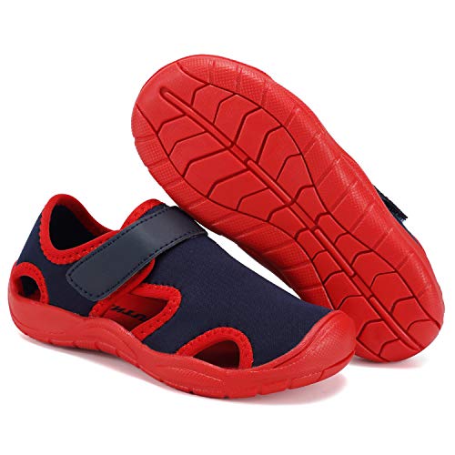 Fanture Toddler Water Shoes Boys Girls Quick-Dry Aqua Socks Lightweight Closed-Toe Outdoor Sport Sandal(Toddler/Little Kid) U420Lz2001-Navy.red-27 #TOP6