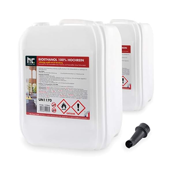 Höfer Chemie 20 L FLAMBIOL® Bioethanol 99,9% Hochrein (2 x 10 L) für Ethanol Kamin, Ethanol Feuerstelle, Tischfeuer und…