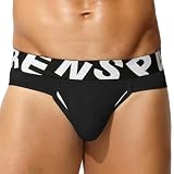Slip Sportivi Uomo Apertura Posteriore Tasca U(Black M)