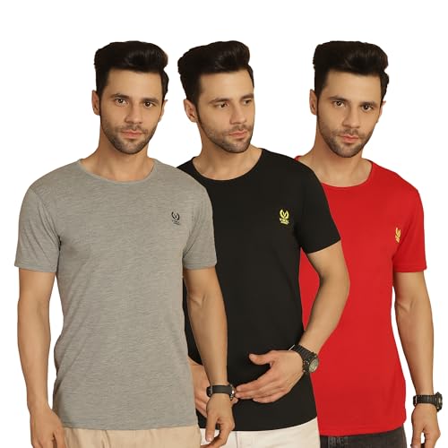 Image of Mack Jonney Solid Round Neck Cotton Half Sleeves Tshirt for Men(Pack of 3)-MACK634866