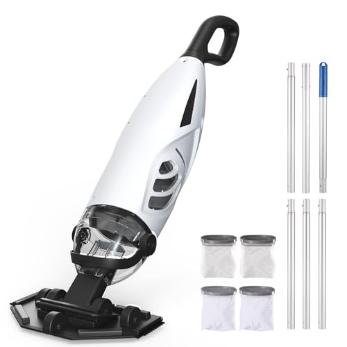 Enhulk Poolsauger Akku PC68, Poolreiniger mit Filter, Betriebsdauer bis zu 60 Minuten, 335cm Teleskopstange