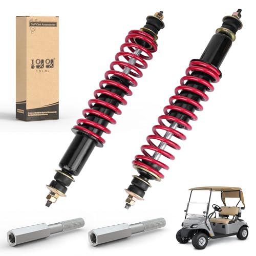 10L0L EZGO Golf Cart Front & Rear Shock Absorber Kit with Heavy Duty Coil Springs for TXT & Medalist 1994+ Gas/Electric, Replaces 70928-G01 76418-G01(Red, 2 Pack)