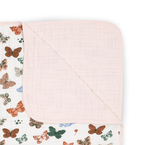 Image of Little Unicorn Muslin Quilt Blanket | 100% Cotton Soft Multi-Layered Muslin Fabric | Toddler & Baby Blanket | 47 inchx47 inch | for Nursery, Crib, Shower Gifts (Butterflies)