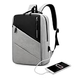Zaino impermeabile antifurto per laptop - Borsa da viaggio approvata dalle compagnie aeree con porta di ricarica USB | Zaino versatile per università e scuola per uomini e donne., grigio chiaro