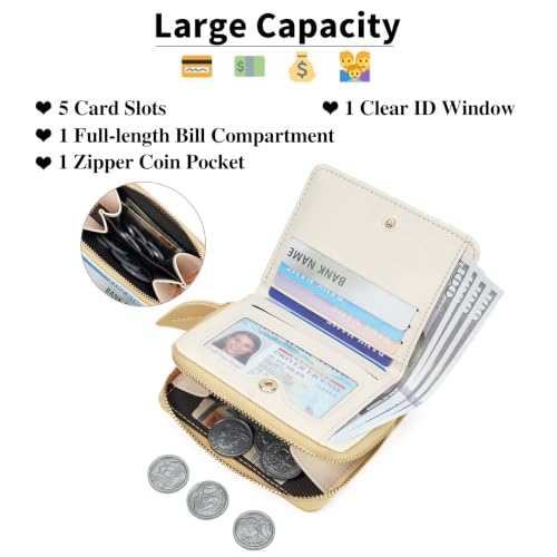 Image of GAEKEAO Small Wallet for Women RFID Blocking Vegan Leather Floral Ladies Purse Bifold Compact Card Holder with Zipper Pocket