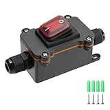 IP67 Waterproof Inline Cord Switch with Red Indicator Light, 12V DC Latching Rocker Switch, Heavy Duty ON-Off DPST Switch for Automotive, Marine, Outdoor Equipment（Two Side