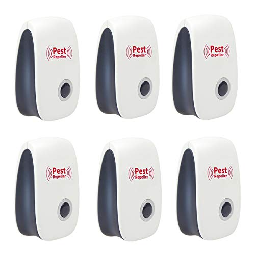 Amoszap Ultrasonic Pest Repeller 6 Pack, Pest Control Set of Electronic Plug in Indoor Pest Repellent, Pest Control for Home, Office, Kitchen Warehouse, Hotel