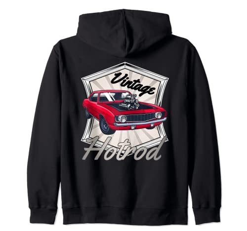 Custom Car Enthusiasts, Retro Hotrod, Mens Vintage Hot Rod Zip Hoodie